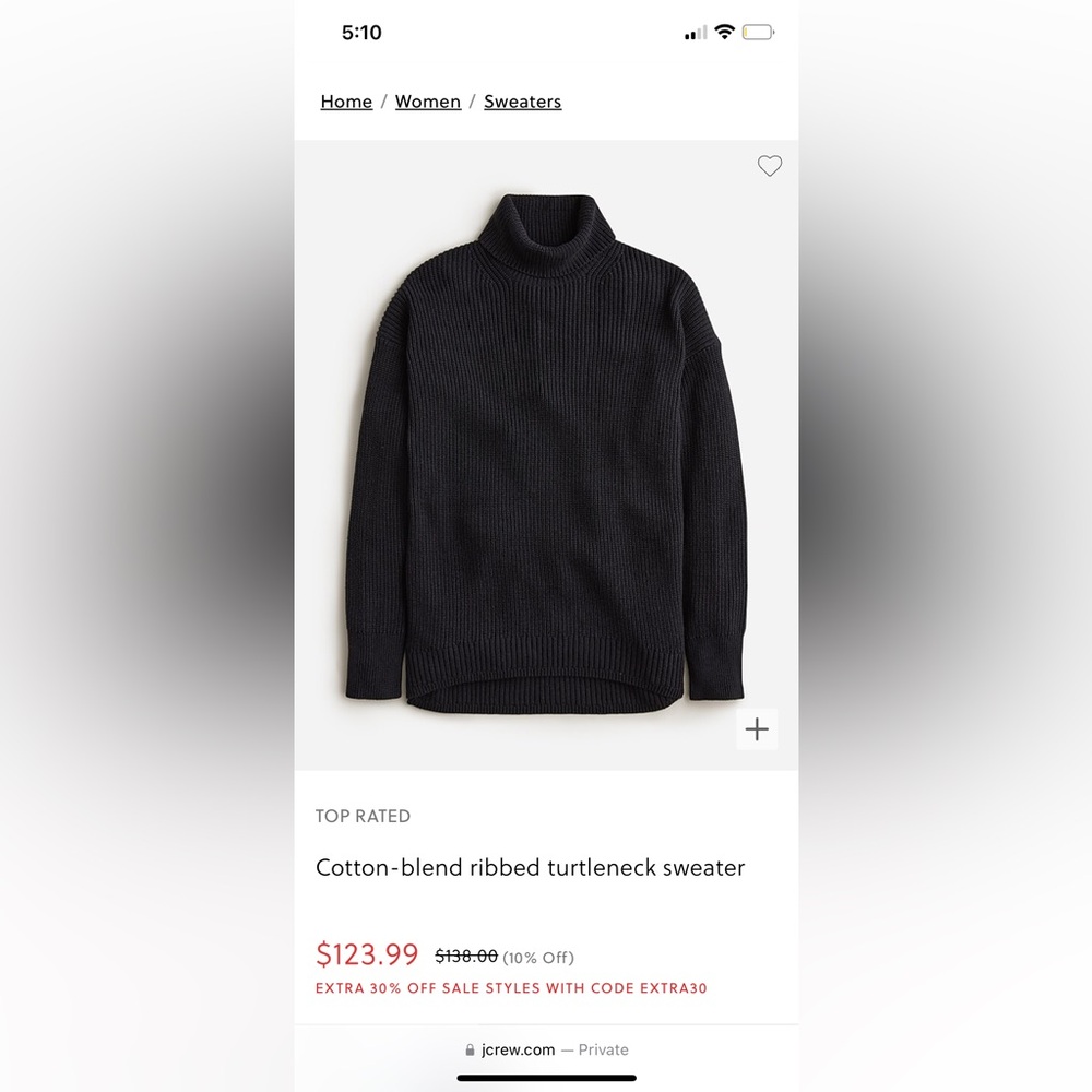 JCREW Black Turtleneck Sweater